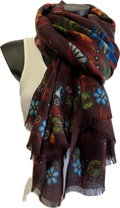 Sciarpa Cashmere Stampata motivo floreale bordeaux