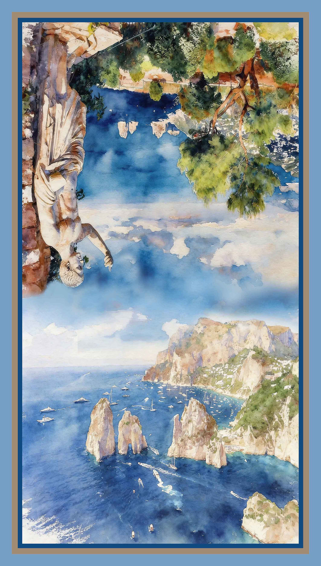 Sciarpa Cashmere Stampata soggetto Faraglioni di Capri