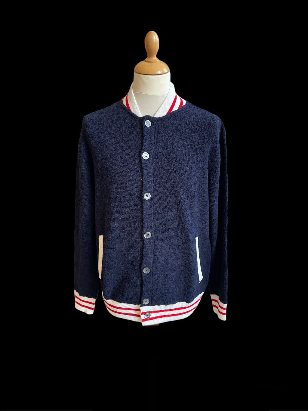 Cardigan Bomber Navy Uomo — @t@ Luxury Brand