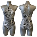 Costume intero donna allacciato al collo con stampa zebra