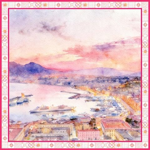 Foulard seta stampato Golfo di Napoli