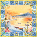 Foulard seta stampato Tramonto Golfo di Napoli
