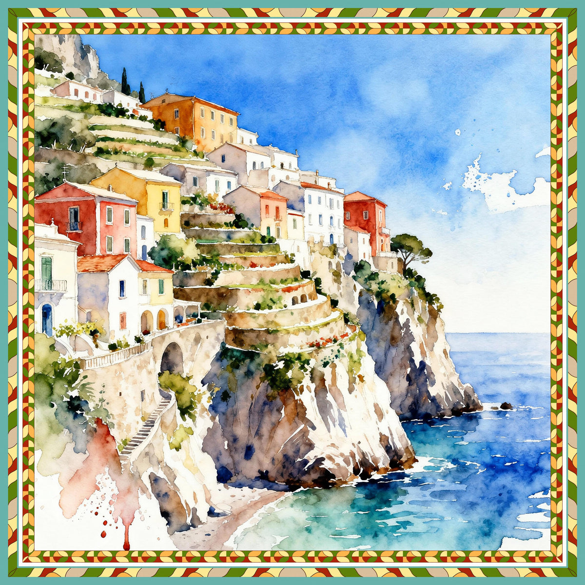 Foulard seta stampato Costiera Amalfitana