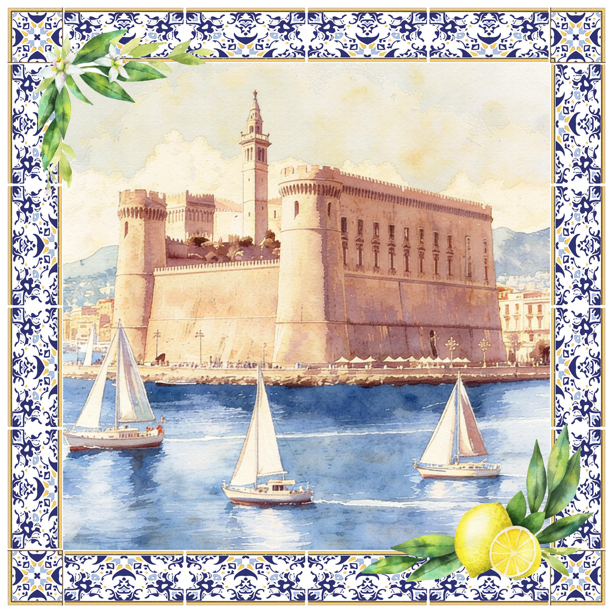 Foulard seta stampato Maschio Angioino Napoli
