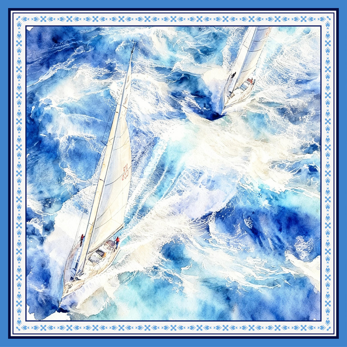 Foulard seta stampato Barche a Vela