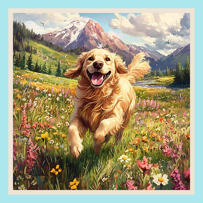 Pochette seta stampata soggetto Labrador