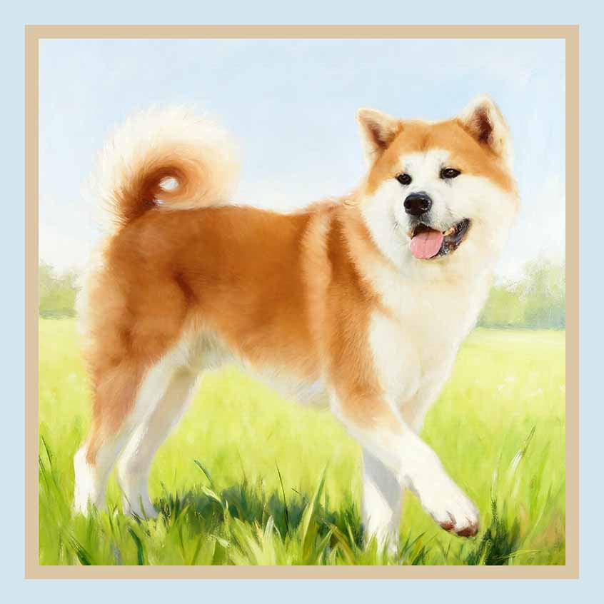 Pochette seta stampata soggetto Akita