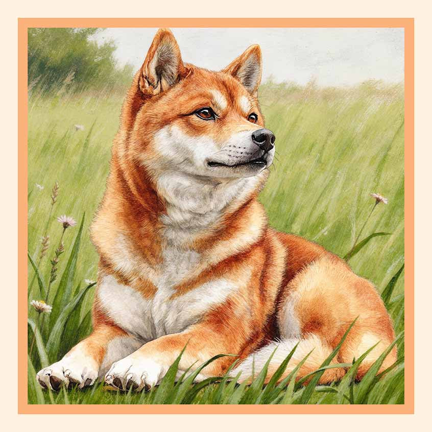 Pochette seta stampata soggetto Akita