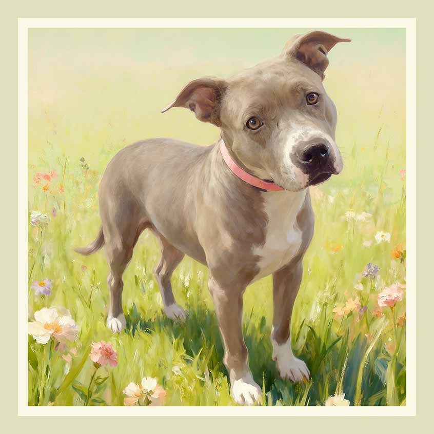 Pochette seta stampata soggetto Pit Bull