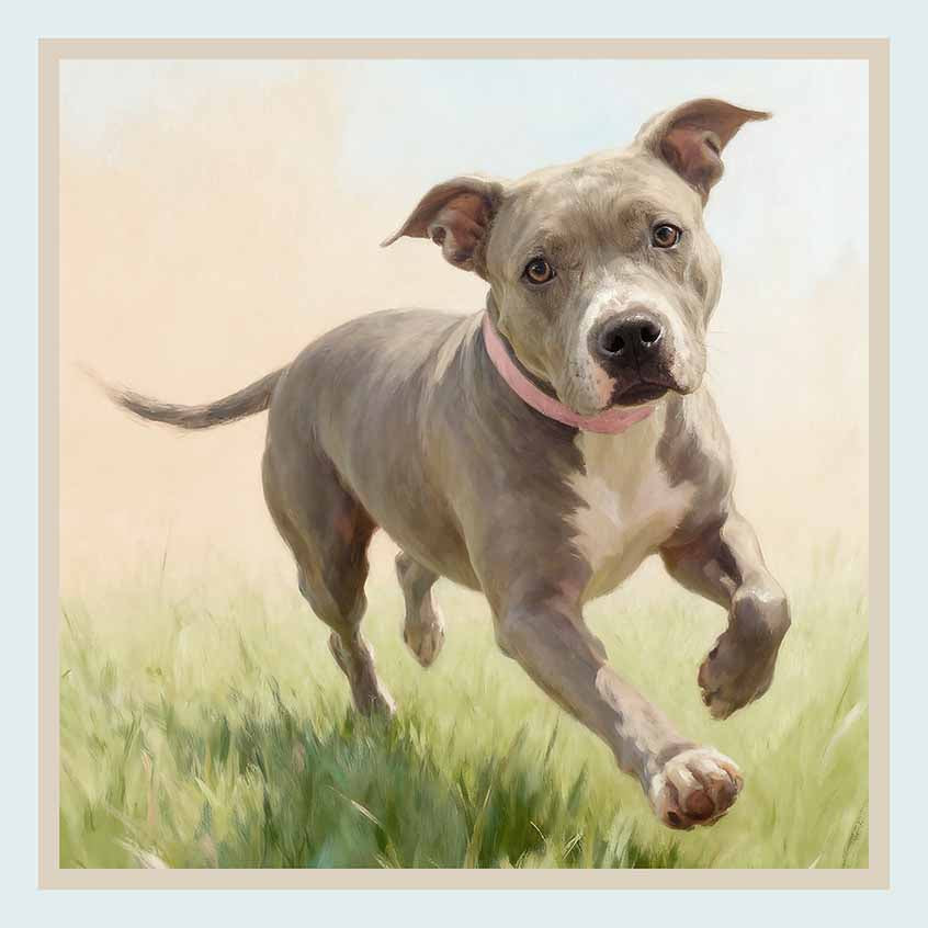Pochette seta stampata soggetto Pit Bull