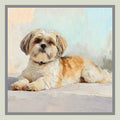 Pochette seta stampata soggetto Shih Tzu