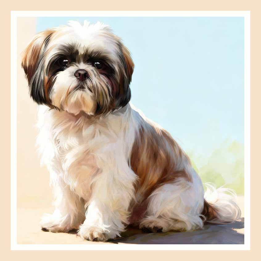 Pochette seta stampata soggetto Shih Tzu